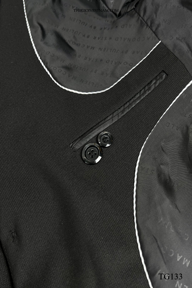 Vest đen sọc gân 1 nút (bộ) TG133 #5